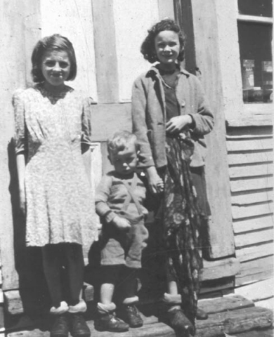 088: l-r Teresa Whelan, Gordon? Carroll, Gwen Carroll. (circa 1945)  - Teresa daughter of Leo Whelan &amp;amp; Eliz Bishop; Gordon and Gwen children of Michael Carroll  &amp;amp; Josie Barry
